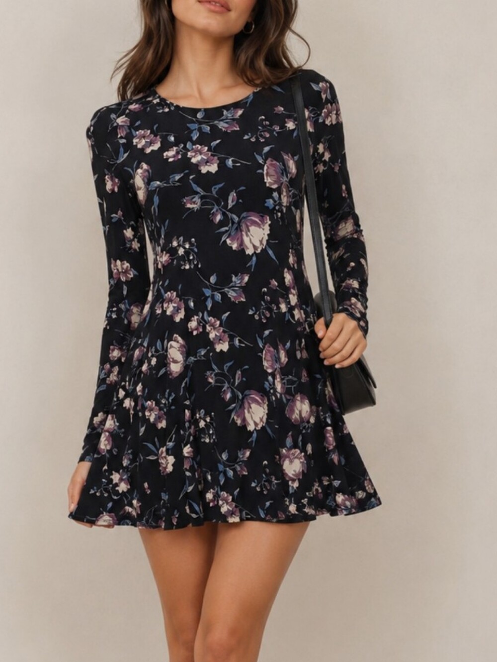 Kendall & Kylie Dark Floral Long Sleeve Mini Dress Size medium